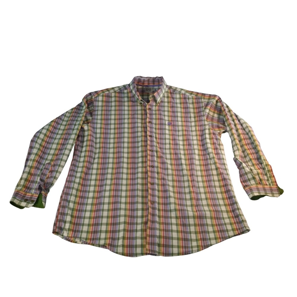 Cinch Button Up Shirt Men Sz XL Multicolor Plaid Long Sleeve Workwear Western